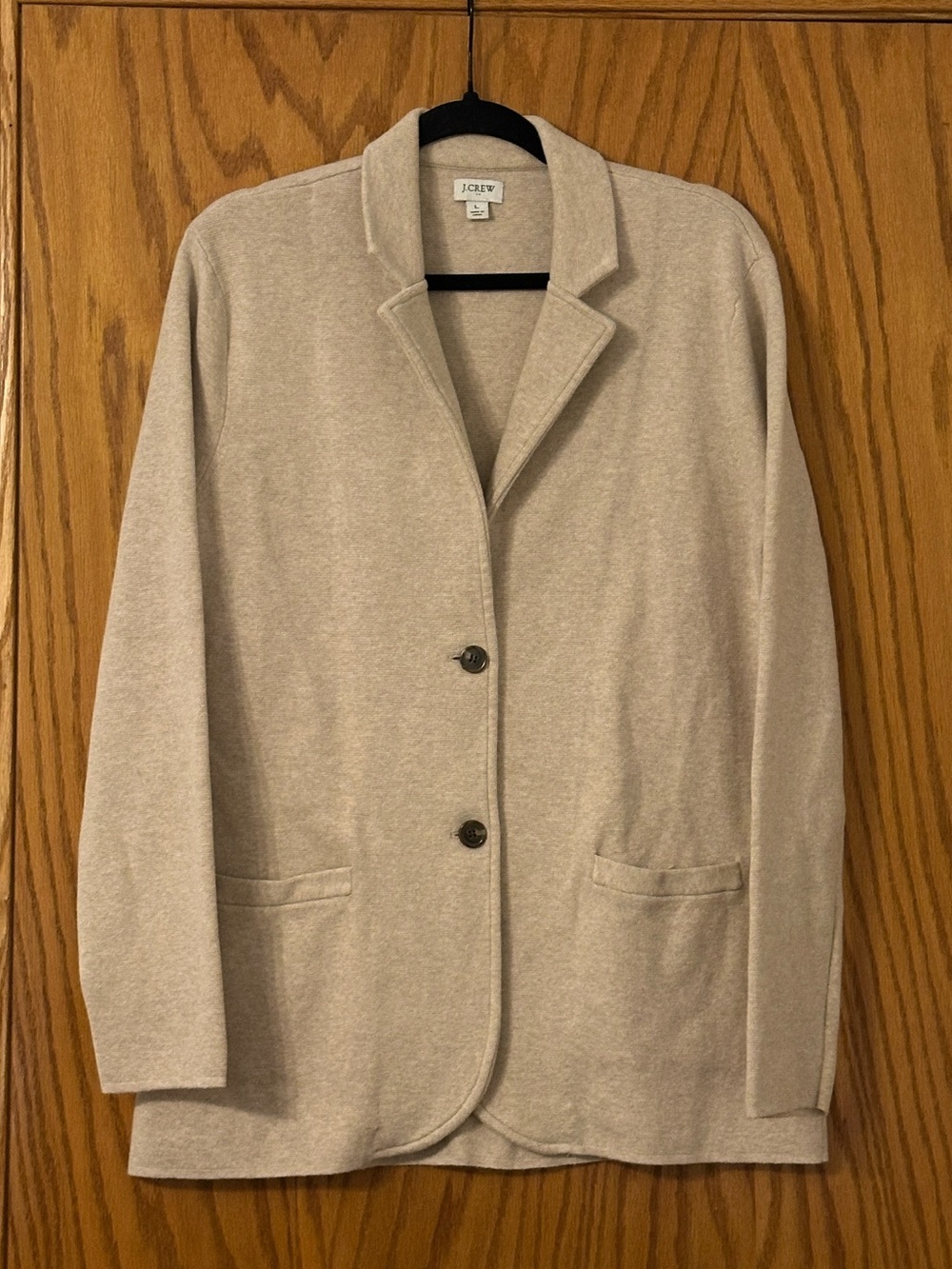 J. Crew Factory Women's Light Beige Two Button Blazer-Style Knit Jacket - Size L